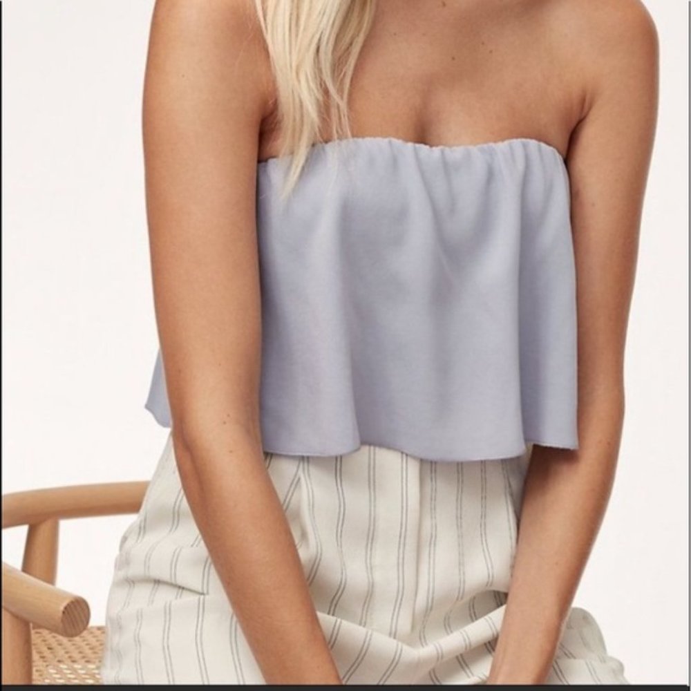 ARITZIA WILFRED Lilac Strapless Bonaventure Blouse